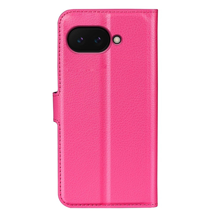 For Google Pixel 9a Case Litchi Texture Shockproof Leather Wallet Phone Cover - Rose