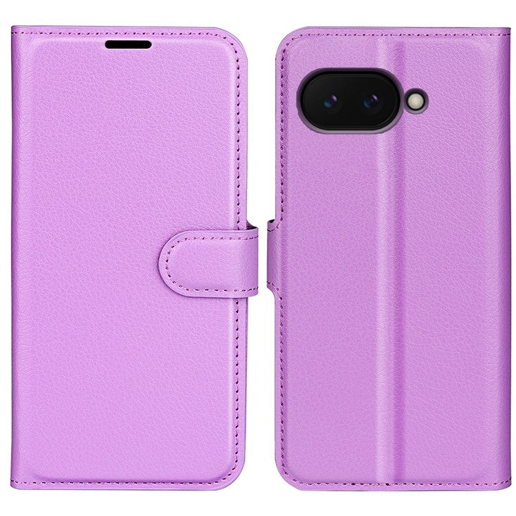 For Google Pixel 9a Case Litchi Texture Shockproof Leather Wallet Phone Cover - Purple