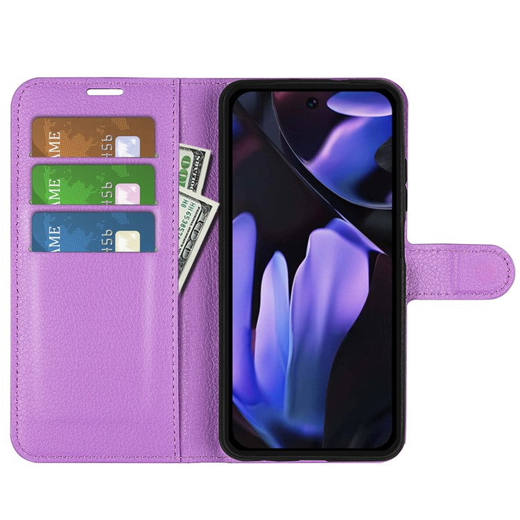 For Google Pixel 9a Case Litchi Texture Shockproof Leather Wallet Phone Cover - Purple