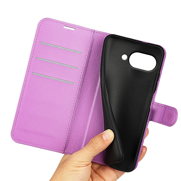 For Google Pixel 9a Case Litchi Texture Shockproof Leather Wallet Phone Cover - Purple