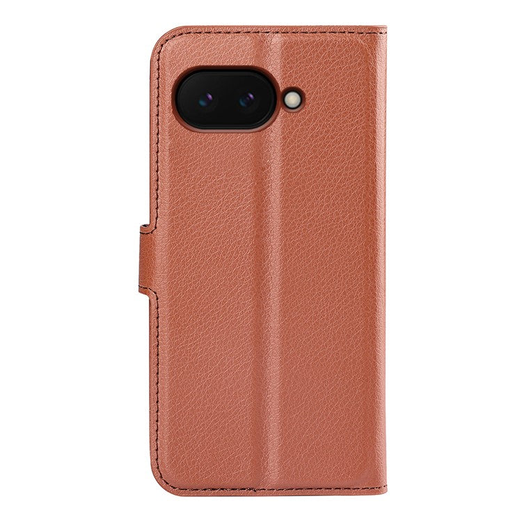 For Google Pixel 9a Case Litchi Texture Shockproof Leather Wallet Phone Cover - Brown