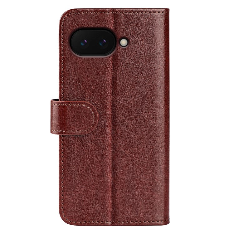 For Google Pixel 9a Wallet Case Crazy Horse Texture Stand Leather Phone Cover - Brown