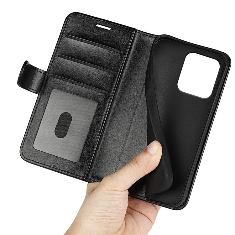 For Motorola Moto G75 5G Wallet Case Crazy Horse Texture Stand Leather Phone Cover - Black