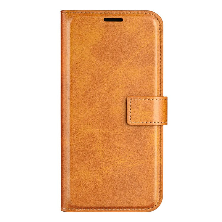 For Xiaomi Redmi Note 14 5G Stand Case Anti-Scratch Calf Texture Leather Phone Cover - Yellow