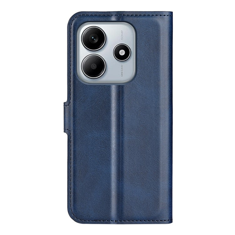 For Xiaomi Redmi Note 14 5G Stand Case Anti-Scratch Calf Texture Leather Phone Cover - Blue