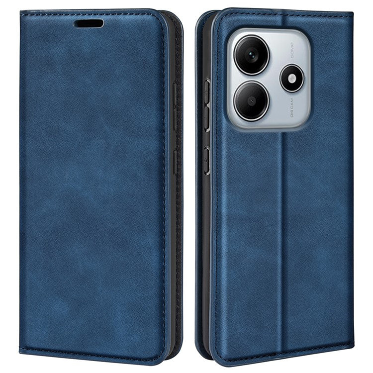 For Xiaomi Redmi Note 14 5G / 14 4G Case Skin-Touch Leather Wallet Phone Cover - Blue