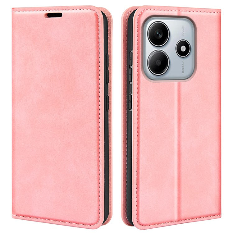 For Xiaomi Redmi Note 14 5G / 14 4G Case Skin-Touch Leather Wallet Phone Cover - Pink