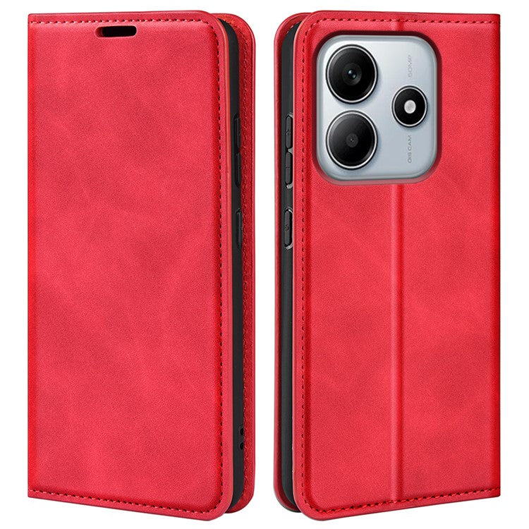 For Xiaomi Redmi Note 14 5G / 14 4G Case Skin-Touch Leather Wallet Phone Cover - Red