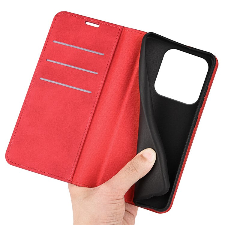 For Xiaomi Redmi Note 14 5G / 14 4G Case Skin-Touch Leather Wallet Phone Cover - Red