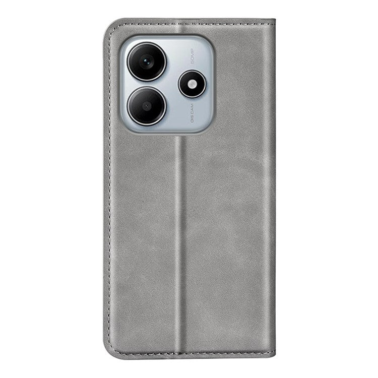 For Xiaomi Redmi Note 14 5G / 14 4G Case Skin-Touch Leather Wallet Phone Cover - Grey