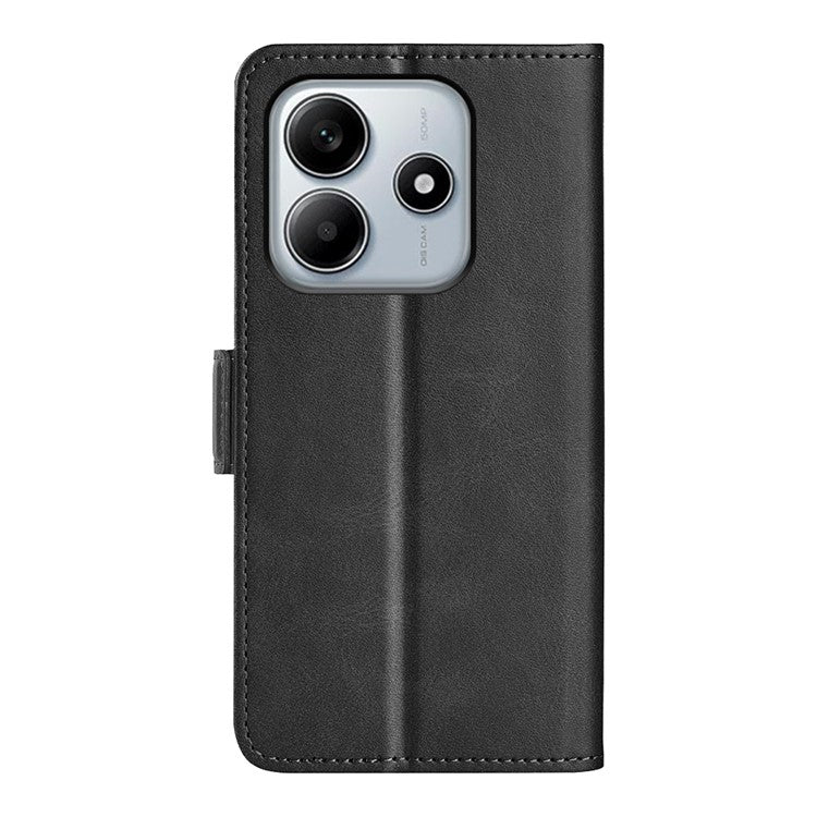 For Xiaomi Redmi Note 14 5G / 14 4G Stand Case Calf Texture Leather Wallet Phone Cover - Black