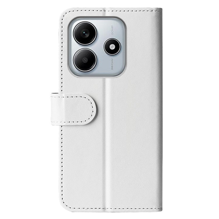 For Xiaomi Redmi Note 14 5G / 14 4G Wallet Case Crazy Horse Texture Stand Leather Phone Cover - White