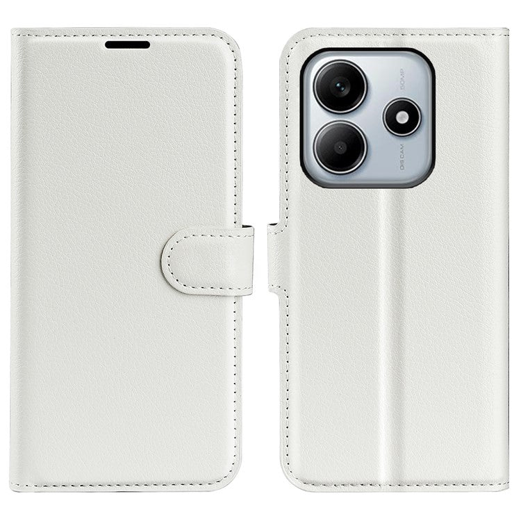 For Xiaomi Redmi Note 14 5G Case Litchi Texture Shockproof Leather Wallet Phone Cover - White