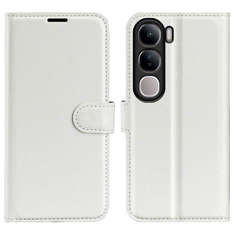 For vivo V40 Lite 5G Case Litchi Texture Shockproof Leather Wallet Phone Cover - White