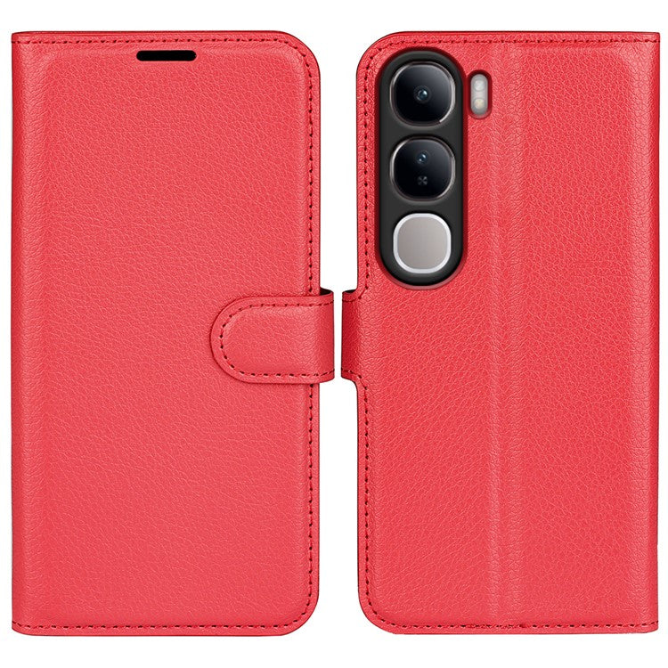 For vivo V40 Lite 5G Case Litchi Texture Shockproof Leather Wallet Phone Cover - Red