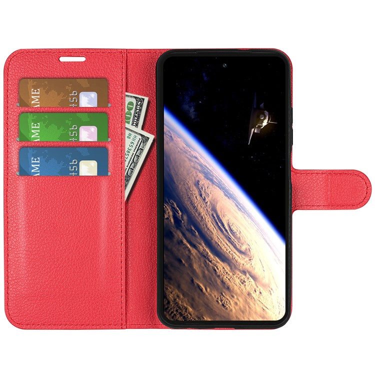 For vivo V40 Lite 5G Case Litchi Texture Shockproof Leather Wallet Phone Cover - Red