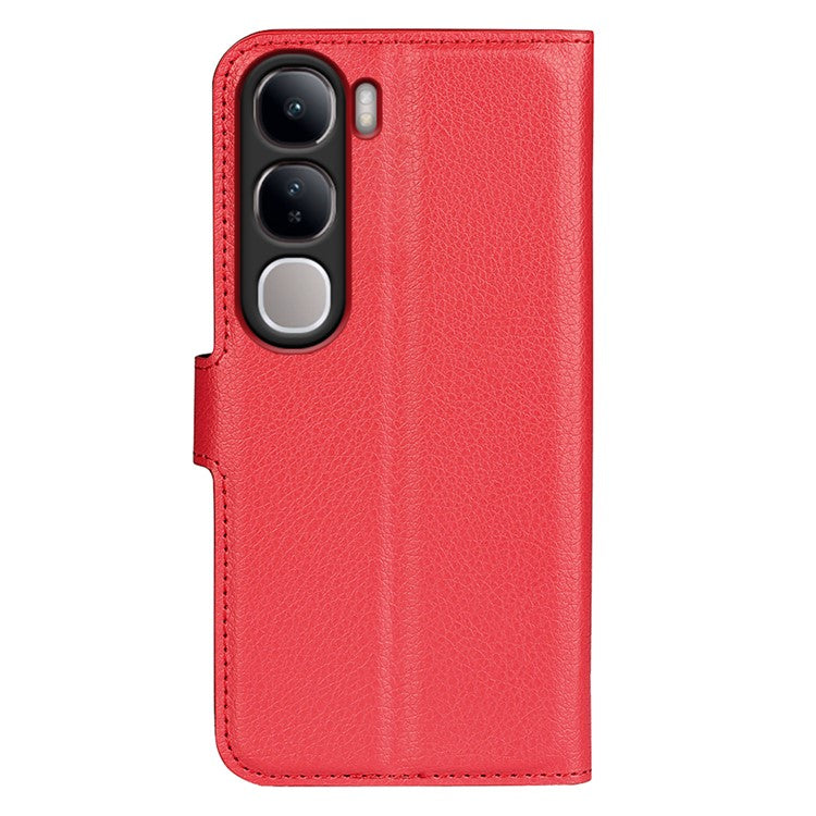 For vivo V40 Lite 5G Case Litchi Texture Shockproof Leather Wallet Phone Cover - Red