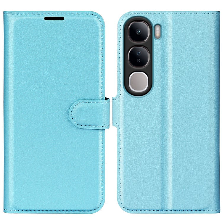 For vivo V40 Lite 5G Case Litchi Texture Shockproof Leather Wallet Phone Cover - Blue