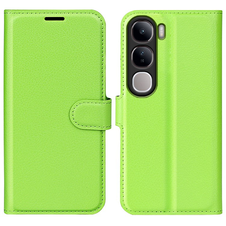 For vivo V40 Lite 5G Case Litchi Texture Shockproof Leather Wallet Phone Cover - Green