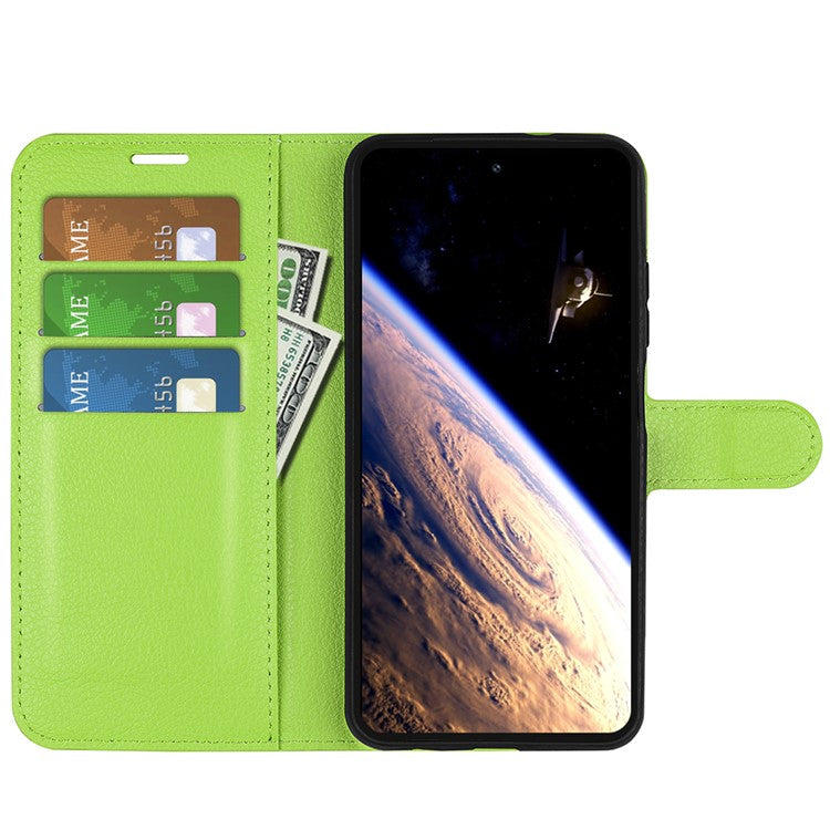 For vivo V40 Lite 5G Case Litchi Texture Shockproof Leather Wallet Phone Cover - Green