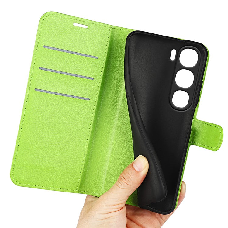 For vivo V40 Lite 5G Case Litchi Texture Shockproof Leather Wallet Phone Cover - Green