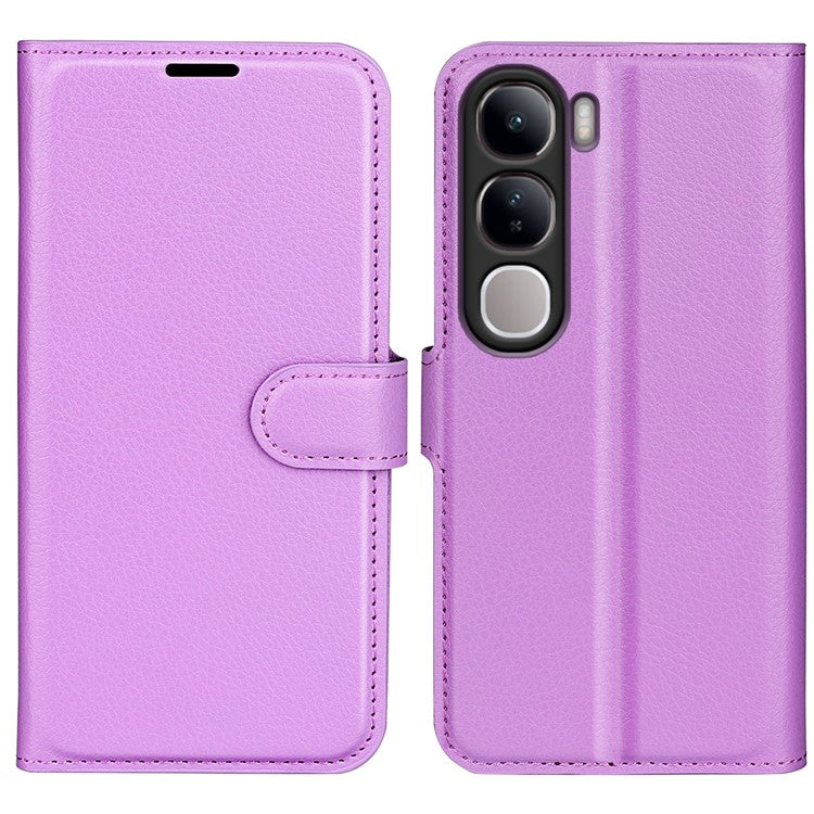 For vivo V40 Lite 5G Case Litchi Texture Shockproof Leather Wallet Phone Cover - Purple