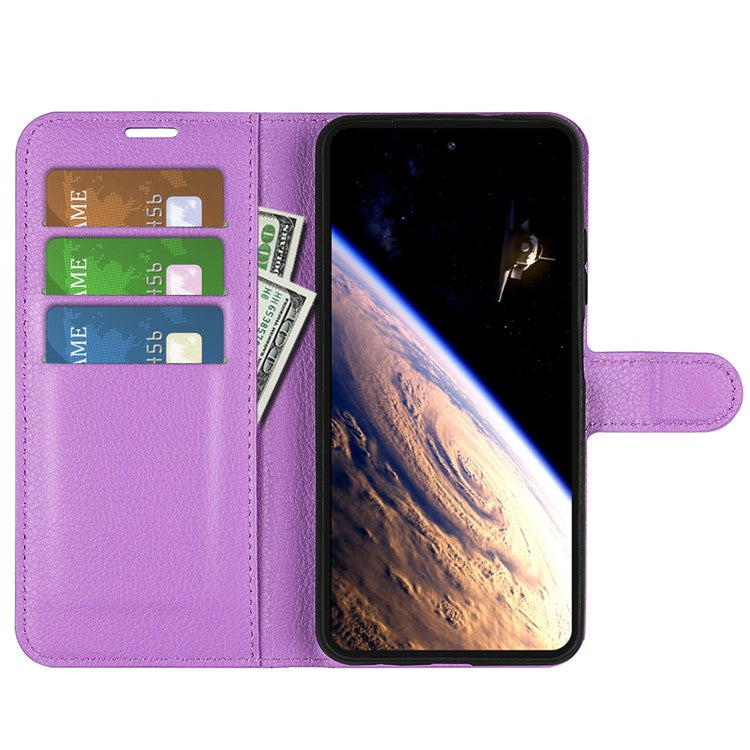 For vivo V40 Lite 5G Case Litchi Texture Shockproof Leather Wallet Phone Cover - Purple