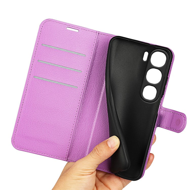 For vivo V40 Lite 5G Case Litchi Texture Shockproof Leather Wallet Phone Cover - Purple