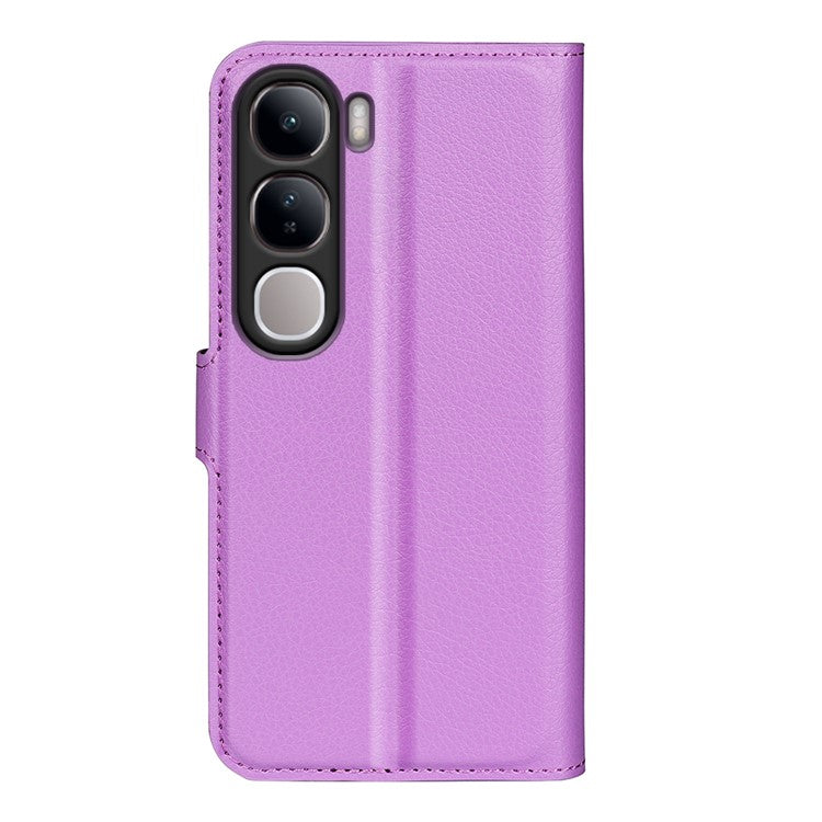 For vivo V40 Lite 5G Case Litchi Texture Shockproof Leather Wallet Phone Cover - Purple