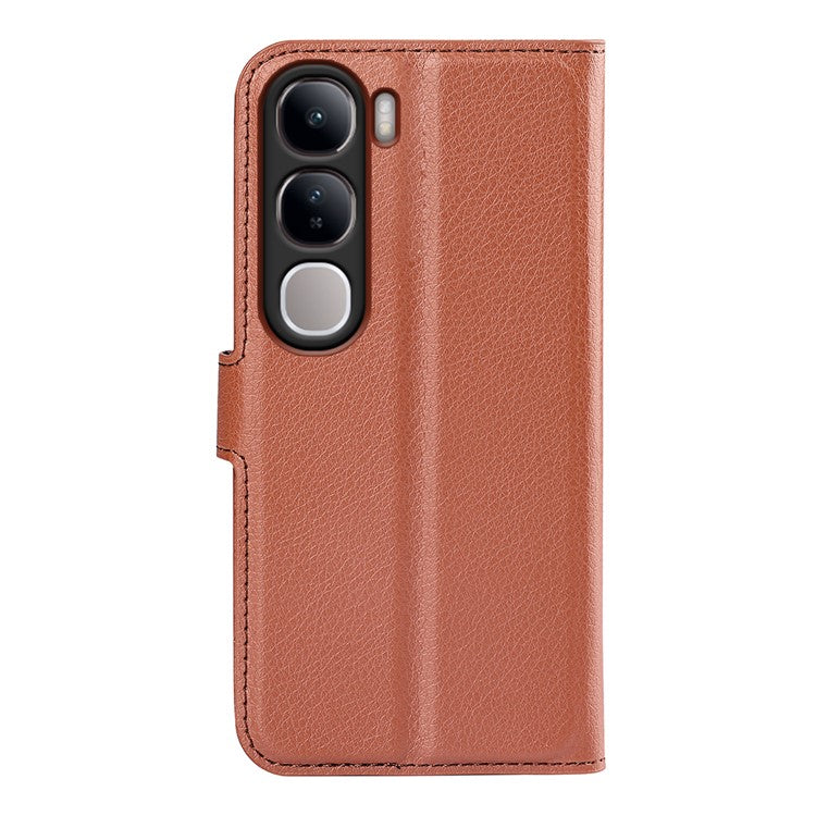 For vivo V40 Lite 5G Case Litchi Texture Shockproof Leather Wallet Phone Cover - Brown