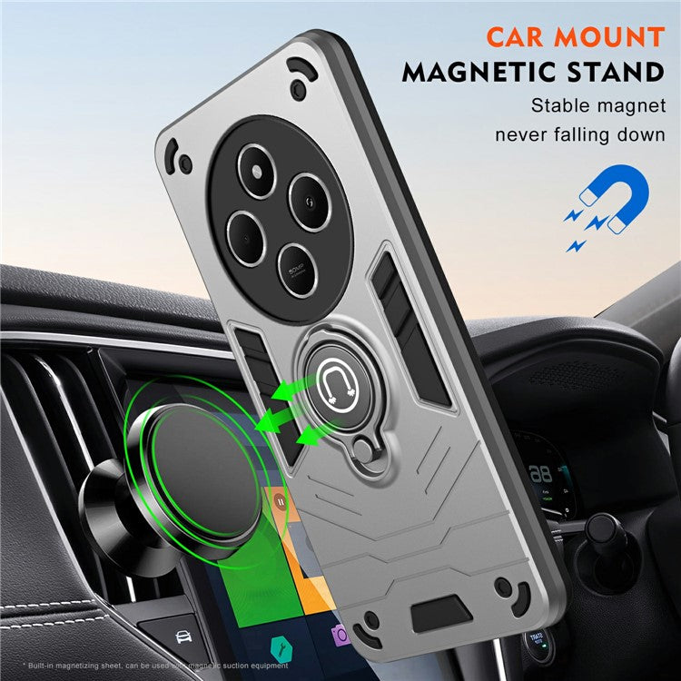 Slide Camshield Kickstand Case for Xiaomi Redmi 14C 4G / 14R 5G / Poco C75 4G PC+TPU Phone Cover - Grey