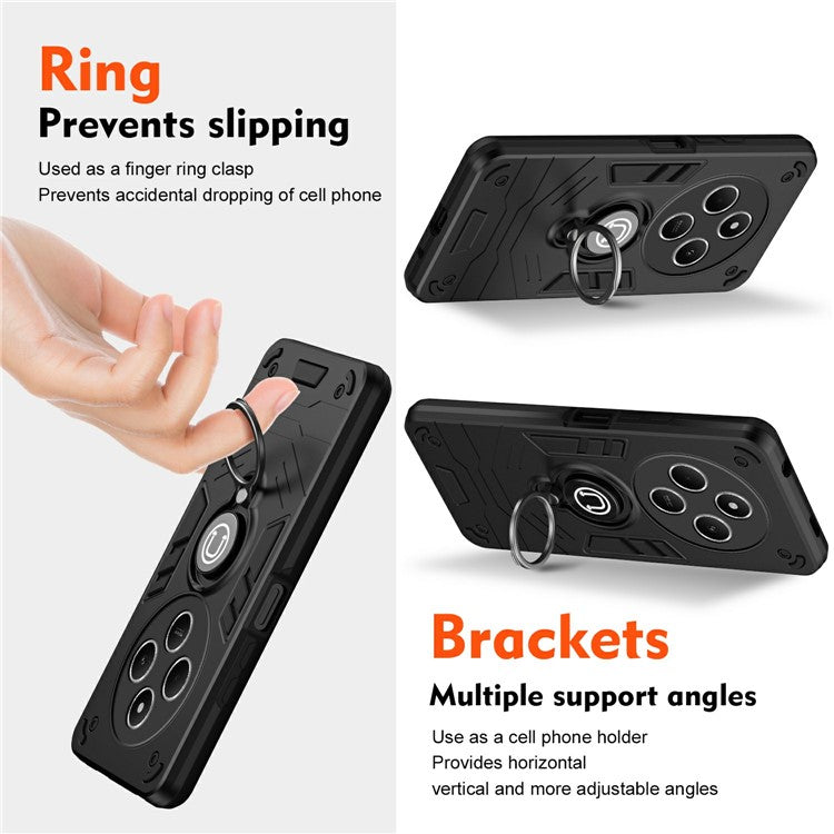 Slide Camshield Kickstand Case for Xiaomi Redmi 14C 4G / 14R 5G / Poco C75 4G PC+TPU Phone Cover - Black