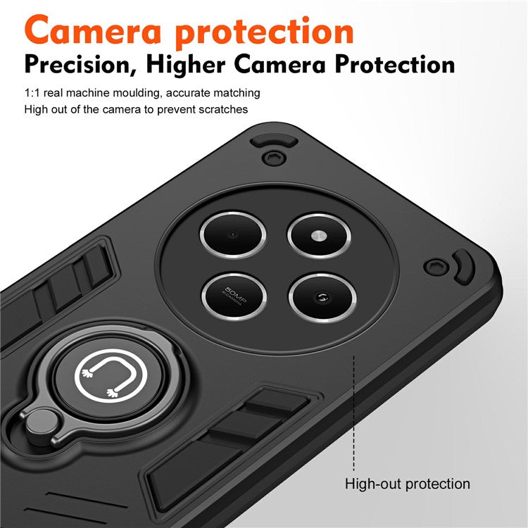 Slide Camshield Kickstand Case for Xiaomi Redmi 14C 4G / 14R 5G / Poco C75 4G PC+TPU Phone Cover - Black