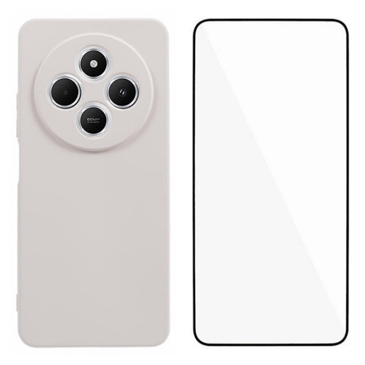 WANLONFENG RB2 Series for Xiaomi Poco C75 4G / Redmi 14R 5G / 14C 4G Case TPU Phone Cover with Screen Protector - White