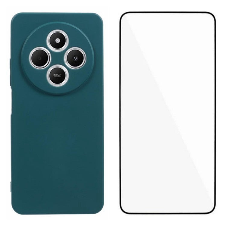 WANLONFENG RB2 Series for Xiaomi Poco C75 4G / Redmi 14R 5G / 14C 4G Case TPU Phone Cover with Screen Protector - Army Green