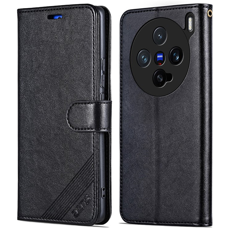 AZNS For vivo X200 Pro mini 5G Case Anti-Scratch PU Leather Stand Wallet Phone Cover - Black