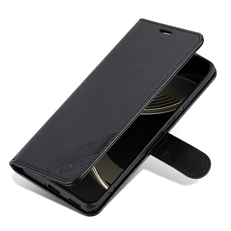 AZNS For vivo X200 Pro mini 5G Case Anti-Scratch PU Leather Stand Wallet Phone Cover - Black