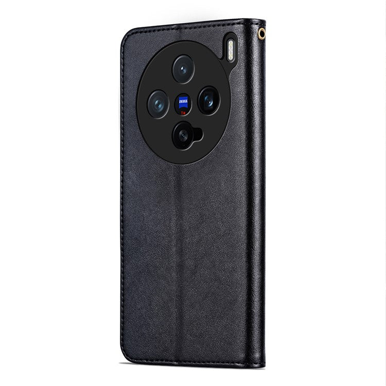 AZNS For vivo X200 Pro mini 5G Case Anti-Scratch PU Leather Stand Wallet Phone Cover - Black