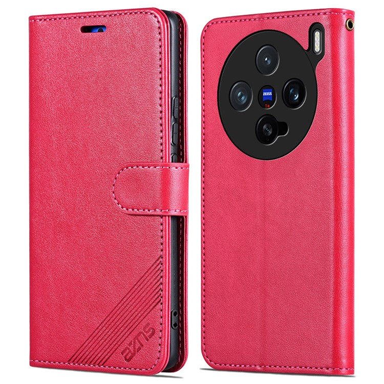 AZNS For vivo X200 Pro mini 5G Case Anti-Scratch PU Leather Stand Wallet Phone Cover - Red