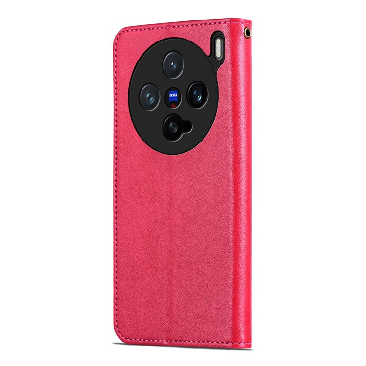 AZNS For vivo X200 Pro mini 5G Case Anti-Scratch PU Leather Stand Wallet Phone Cover - Red