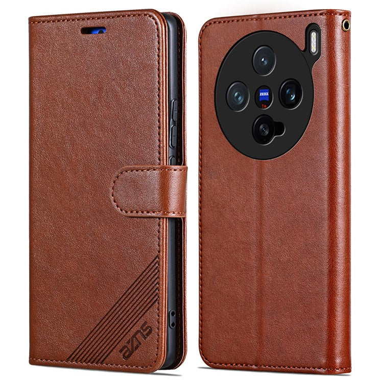 AZNS For vivo X200 Pro mini 5G Case Anti-Scratch PU Leather Stand Wallet Phone Cover - Brown