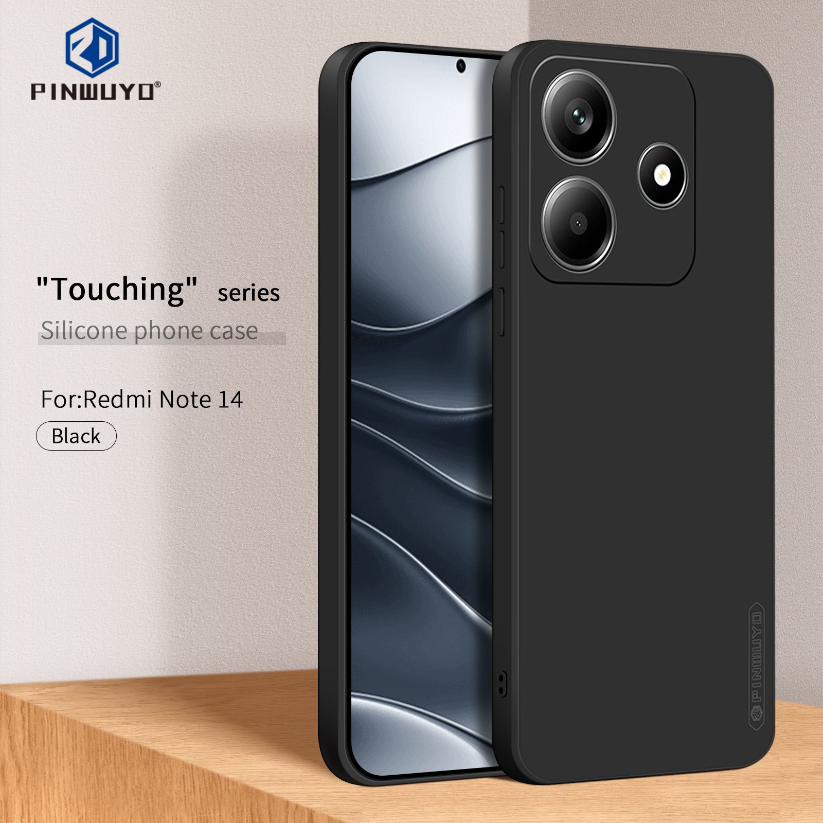 For Xiaomi Redmi Note 14 5G PINWUYO JK Touching Series Liquid Silicone TPU Phone Case - Black