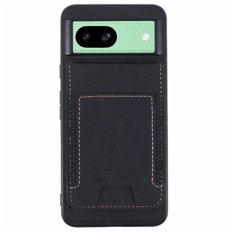 SUTENI H17 For Google Pixel 8a Magnetic Case Card Slots Leather+TPU Kickstand Phone Cover - Black