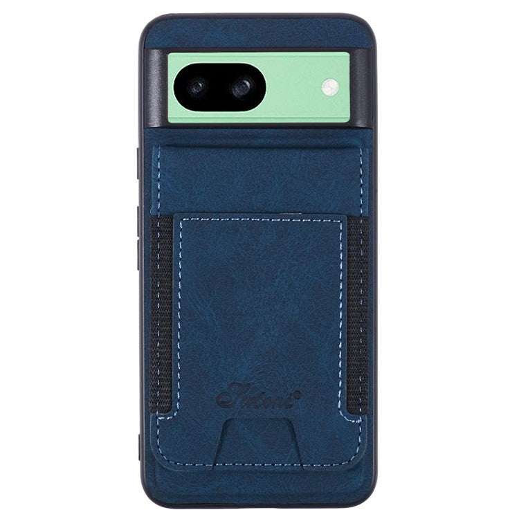 SUTENI H17 For Google Pixel 8a Magnetic Case Card Slots Leather+TPU Kickstand Phone Cover - Blue