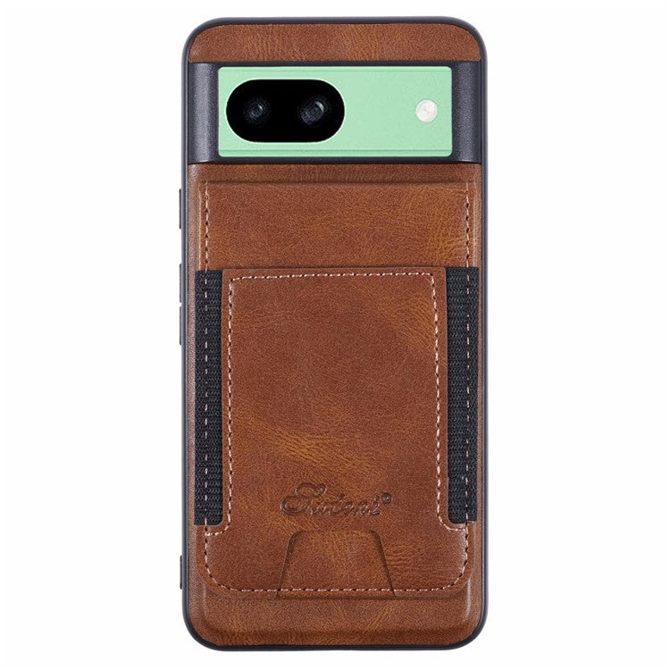 SUTENI H17 For Google Pixel 8a Case Compatible with MagSafe Card Holder Kickstand Phone Cover - Brown