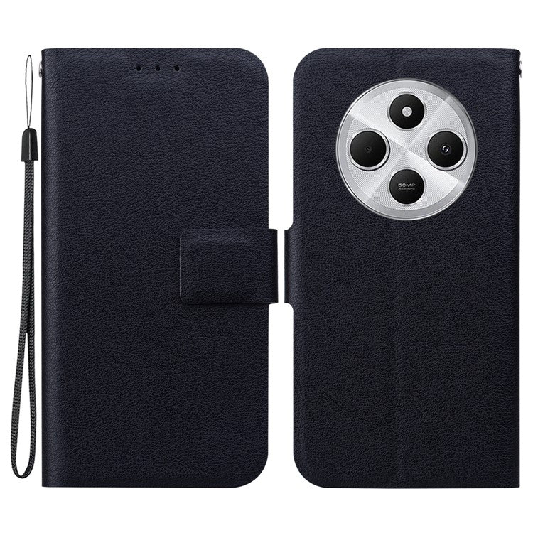 Phone Case For Xiaomi Redmi 14C 4G / 14R 5G / Poco C75 4G Ultra-Thin PU Leather + TPU Phone Cover with Card Slot - Black