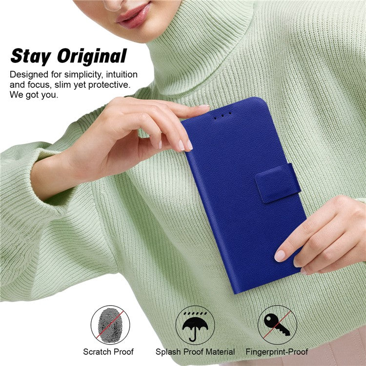 Phone Case For Xiaomi Redmi 14C 4G / 14R 5G / Poco C75 4G Ultra-Thin PU Leather + TPU Phone Cover with Card Slot - Blue