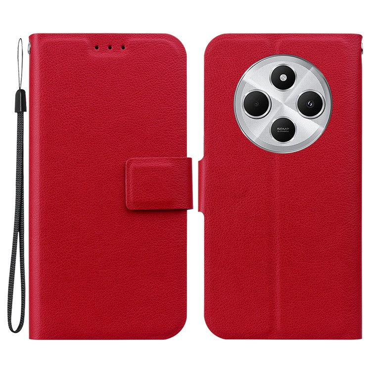 Phone Case For Xiaomi Redmi 14C 4G / 14R 5G / Poco C75 4G Ultra-Thin PU Leather + TPU Phone Cover with Card Slot - Red