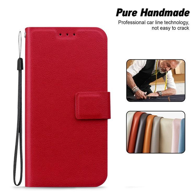 Phone Case For Xiaomi Redmi 14C 4G / 14R 5G / Poco C75 4G Ultra-Thin PU Leather + TPU Phone Cover with Card Slot - Red