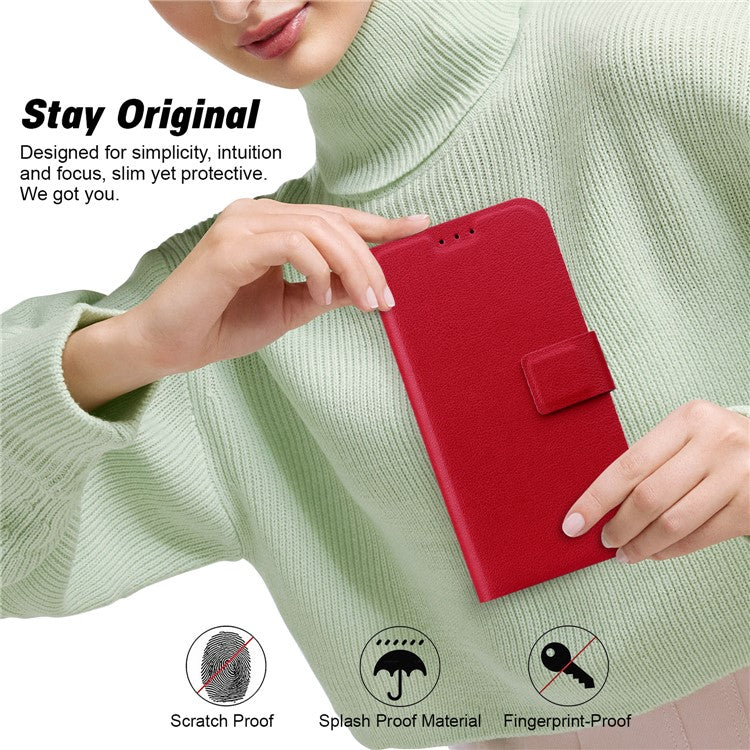 Phone Case For Xiaomi Redmi 14C 4G / 14R 5G / Poco C75 4G Ultra-Thin PU Leather + TPU Phone Cover with Card Slot - Red